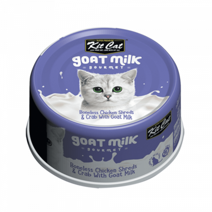 Hrana umeda pentru pisici, Kit Cat Goat Milk Gourmet,File de Pui Fara Oase Crab cu Lapte de Capra, 70g