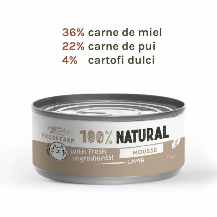 Hrana umeda pisici, Fresh Farm Mousse pate with lamb 85 gr [2]