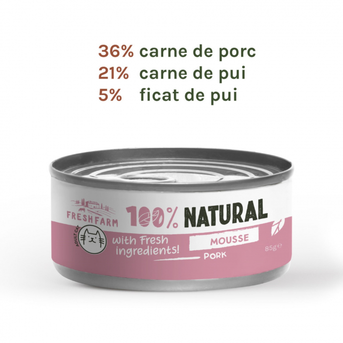 Hrana umeda pisici, Fresh Farm Mousse pate with pork 85 gr [2]