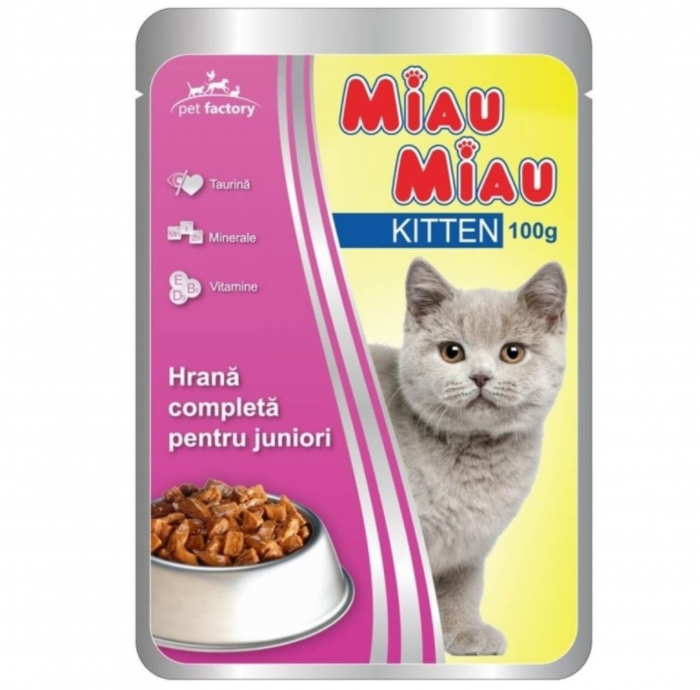 Hrana umeda pisici junior, Miau Miau, Kitten, 100g [1]