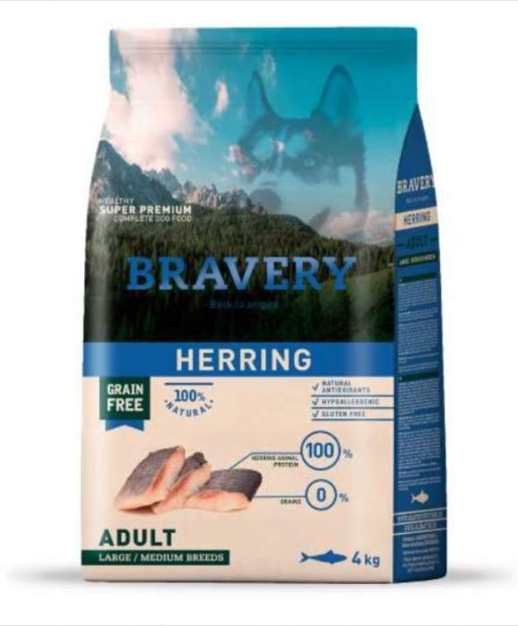 Hrana Uscata Caini, Bravery , Adult Medium large Hering, 4kg [1]