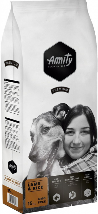 Hrana uscata pentru caini Amity Premium Adult, Miel si orez 15 kg