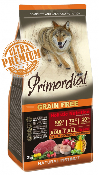Primordial Grain-Free Holistic Dog Adult BuffaloMackerel Super Premium 12kg