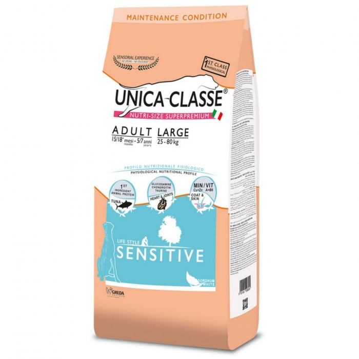 Hrana uscata pentru caini Unica Classe, Adult Mare Sensibil, cu Ton 12kg