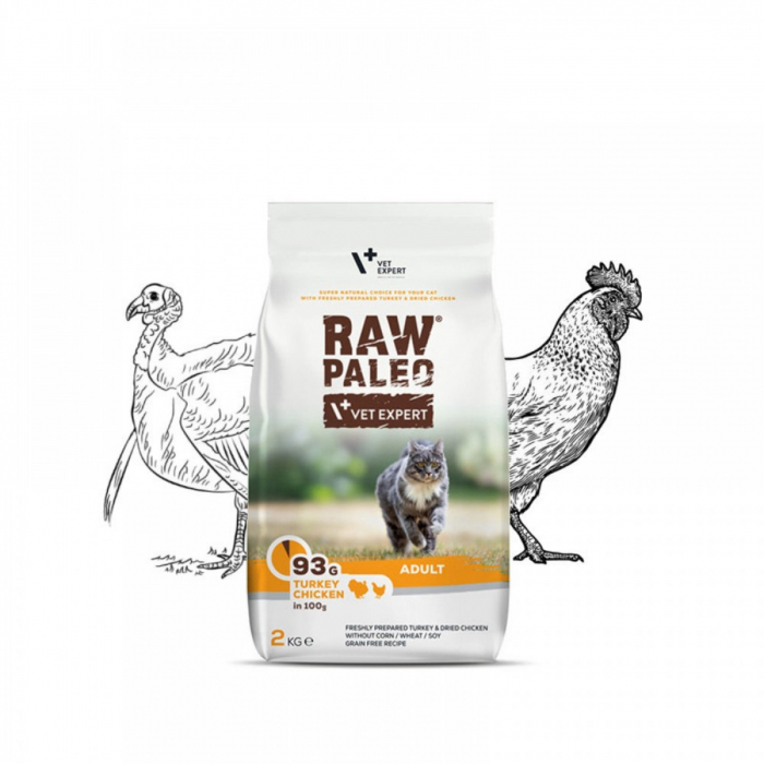 Hrana uscata pentru pisici adulte, RAW PALEO, carne de curcan si pui, 2 kg [2]