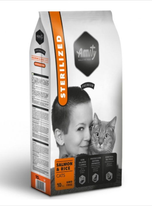 Hrana Uscata Pisici, Amity Premium Cats Sterilised, Somon si Orez, 1.5 kg
