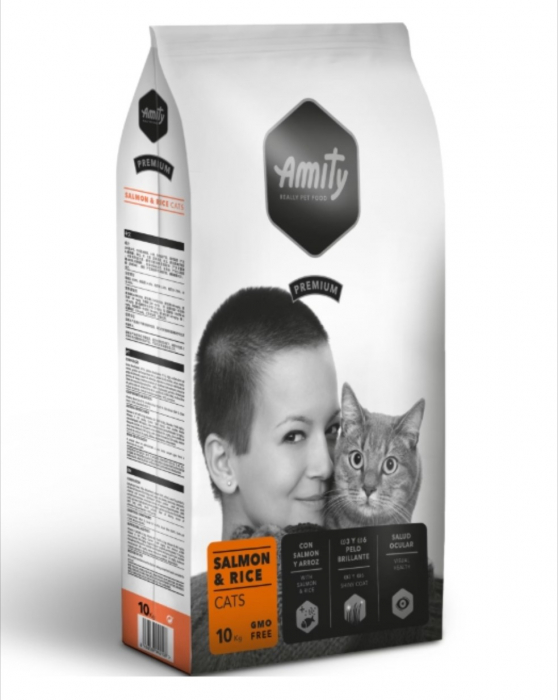 Hrana Uscata Pisici, Amity Premium Cats, Somon si Orez, 10 kg