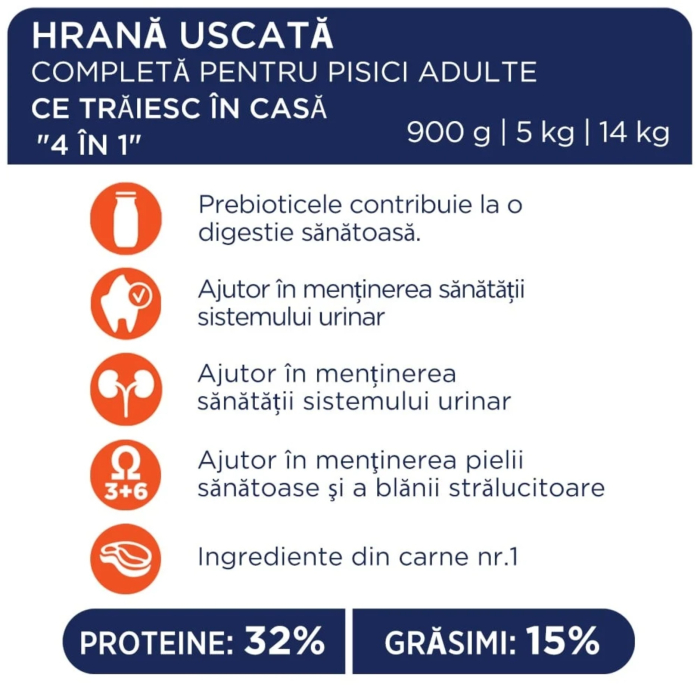 Hrana uscata  pisici, CLUB 4 PAWS Premium Indoor 4 in 1 for adult cats with lamb, 14 kg [4]