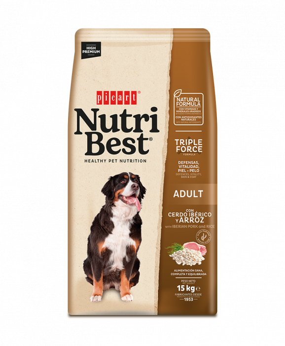 Hrana uscata premium pentru caini Nutribest Adult, Iberian Pork si Orez 15 kg