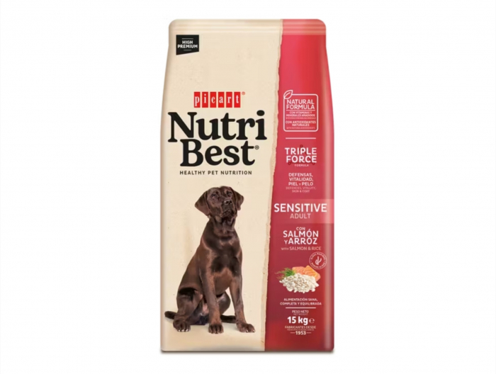 Hrana uscata premium pentru caini Nutribest Adult, Sensitive Somon si Orez 15 kg