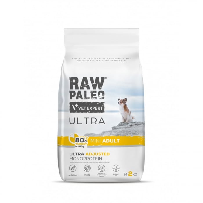 Hrana uscata pentru caini Raw Paleo Ultra Turkey Mini Adult 2kg