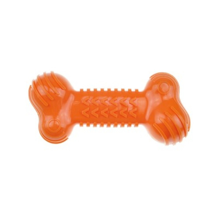 Os din cauciuc, FUNBONE M-PETS, orange, 18x8x5 cm