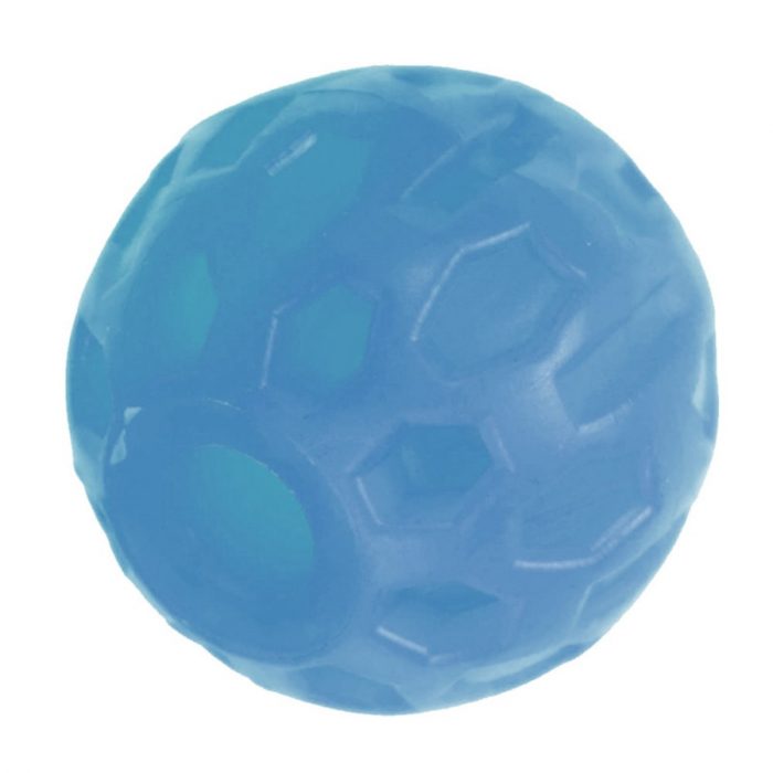 Jucarie in forma de minge cu gaura din cauciuc termoplastic, multicolor, 6 cm