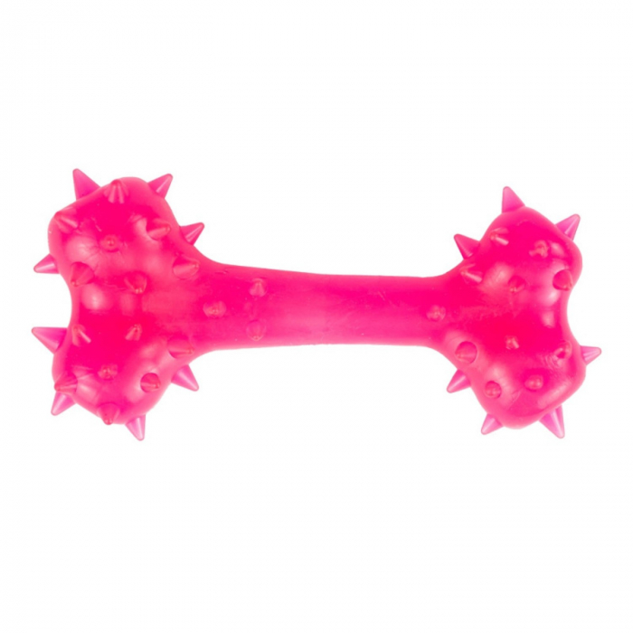 Jucarie in forma de os cu tepi din cauciuc termoplastic, multicolor, 8 cm [4]