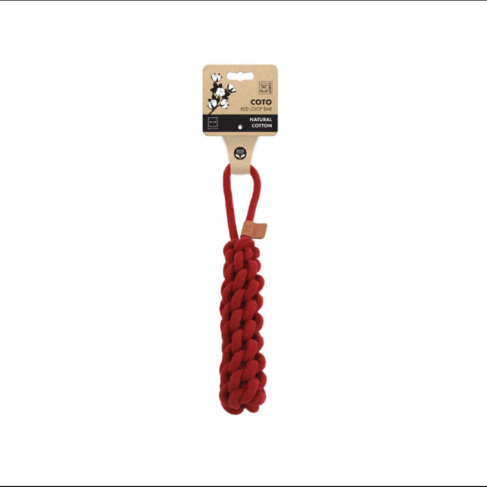 Jucarie pentru caini COTO ECO rope dog toys Red Loop Bar 34 cm