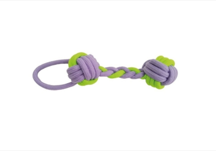 Jucarie franghie - 2 noduri bumbac 32 cm- Fluo [2]