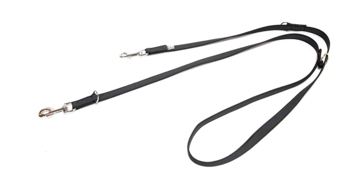 Lesa pentru caini Julius K9 Color & Gray, antiderapanta, cu maner, ajustabila - 2 carabine - 20mmx2.2m - Negru [4]