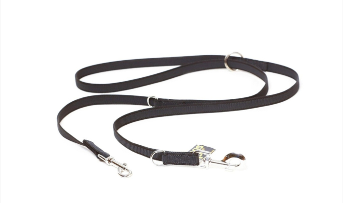 Lesa pentru caini Julius K9 Color & Gray, antiderapanta, cu maner, ajustabila - 2 carabine - 20mmx2.2m - Negru [5]