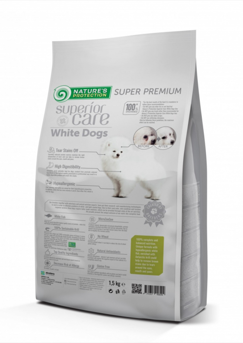 NATURES PROTECTION Superior Care White Dogs Junior Small&Mini Grain Free, Peste Alb, ajuta la eliminarea lacrimarii excesive si reducerea petelor maronii de la ochi, 10kg [2]