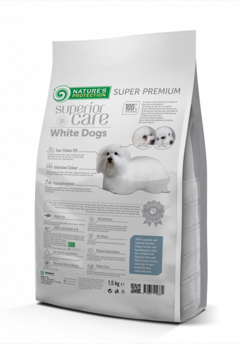NATURES PROTECTION Superior Care White Dogs Small&Mini Grain Free, Peste Alb, ajuta la eliminarea lacrimarii excesive si reducerea petelor maronii de la ochi, 10 kg [2]