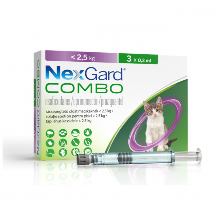 NexGard Combo solutie spot-on pentru pisici 2.5 kg, 3x0.3 ml