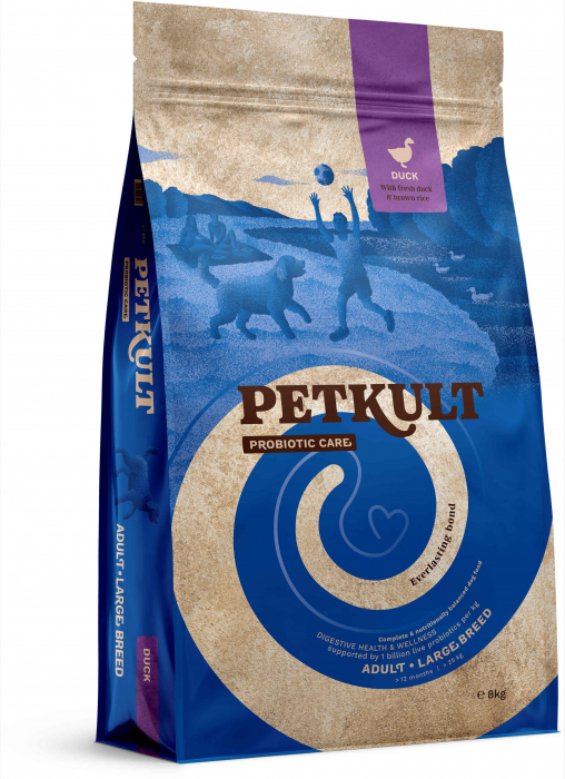 Hrana Uscata PETKULT Probiotics Adult large, talie mare, Rata si orez 8 kg