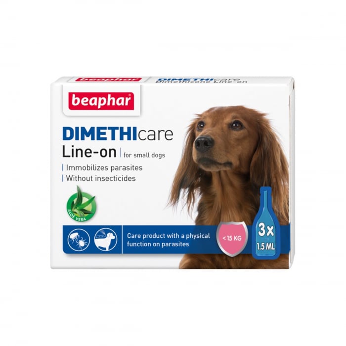 Pipeta antiparazitara DIMETHICARE LINE-ON pentru caini L BEAPHAR   15 kg, 3 pip x 1.5 ml