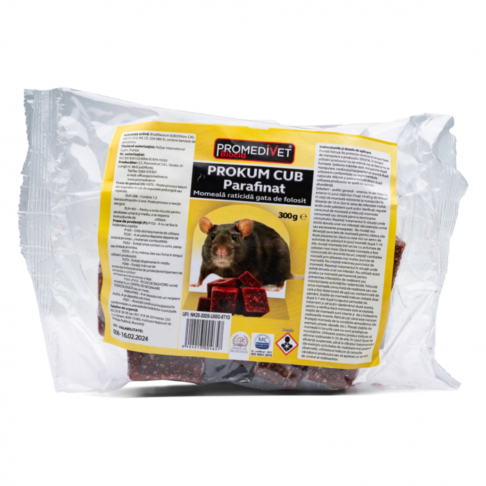 Prokum cub parafinat pentru soareci si sobolani 300 g