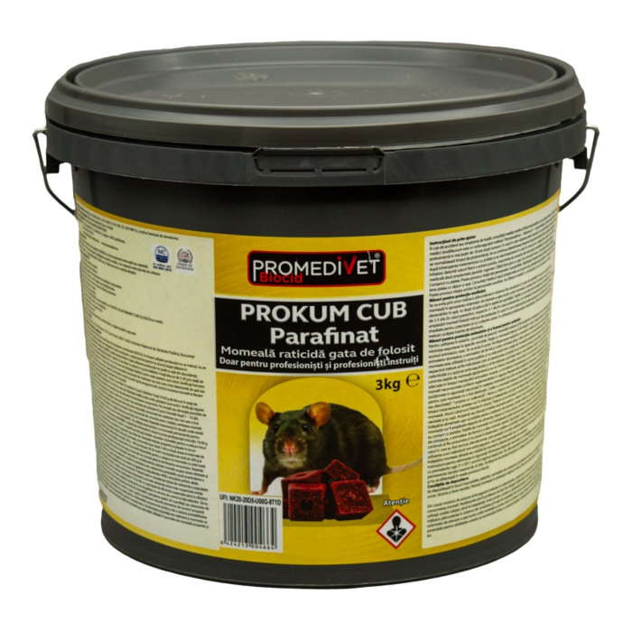 Prokum cub parafinat pentru soareci si sobolani 3 kg-galeata