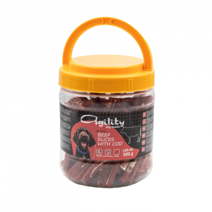 Recompense delicioase pentru caini Agility, carne de vita cu felii de cod, 500g [2]