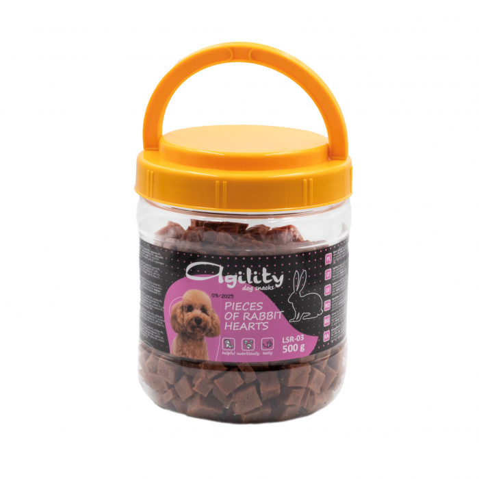Recompense delicioase pentru caini Agility, bucati inimioara iepure, 500g [2]