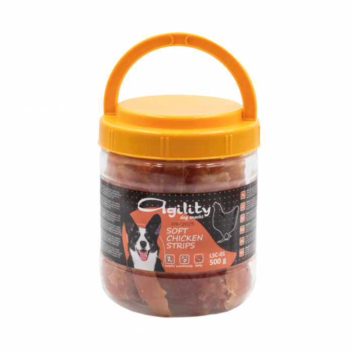 Recompense delicioase pentru caini Agility, Fasii moi de pui, 500g [2]