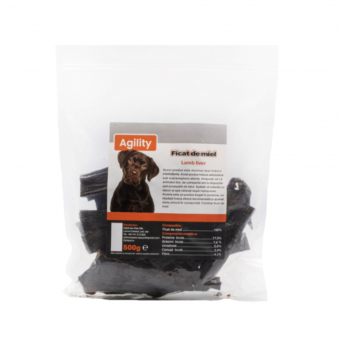 Recompense delicioase pentru caini Agility, Ficat de miel, 500g