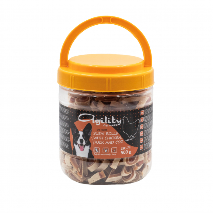 Recompense delicioase pentru caini Agility, pui si rata cu cod, 500g [2]