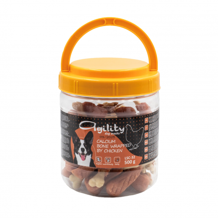 Recompense delicioase pentru caini Agility, pulpite din Os de calciu invelit cu carne de Pui, 500g [2]