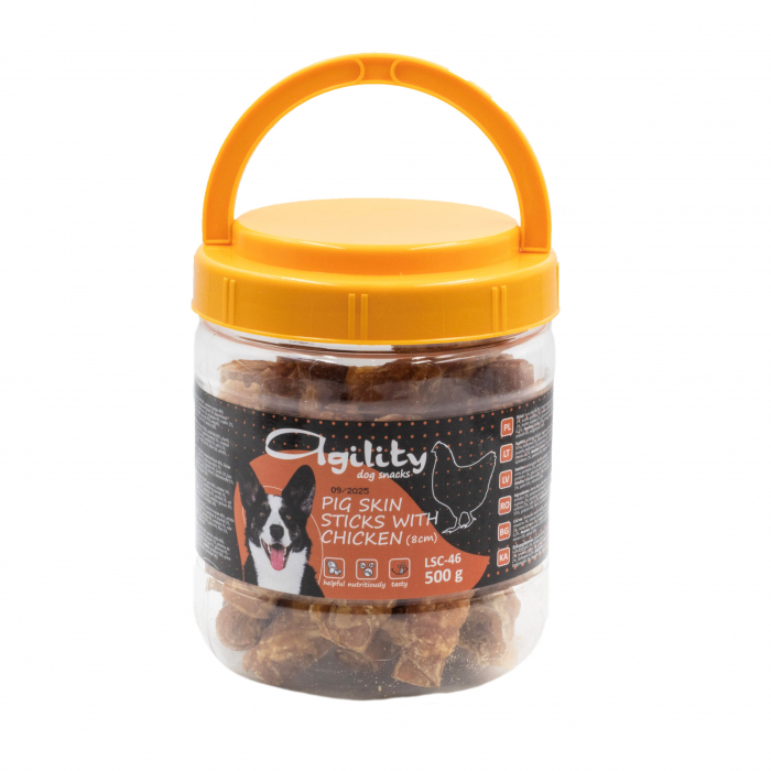 Recompense delicioase pentru caini Agility, betisoare de piele de porc impletite cu pui, 500g [2]