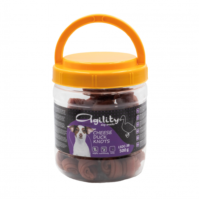 Recompense delicioase pentru caini Agility, noduri din carne de rata cu branza, 500g [2]
