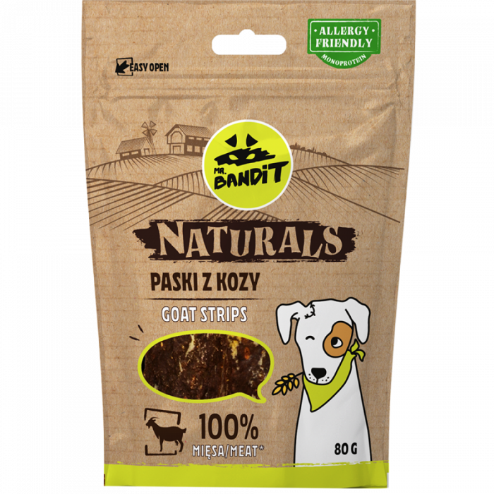 Recompense pentru caini Mr. Bandit Natural, capra, 80g