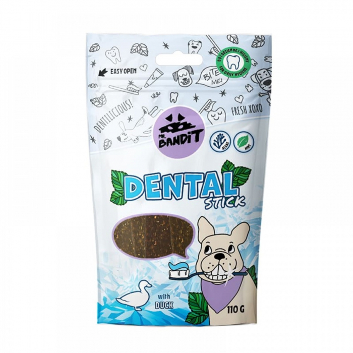 Recompense pentru caini Mr. Bandit DENTAL STARS, rata, 110g