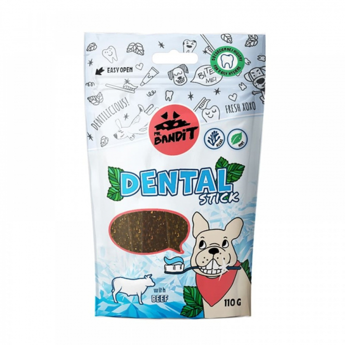 Recompense pentru caini Mr. Bandit DENTAL STARS, vita, 110g