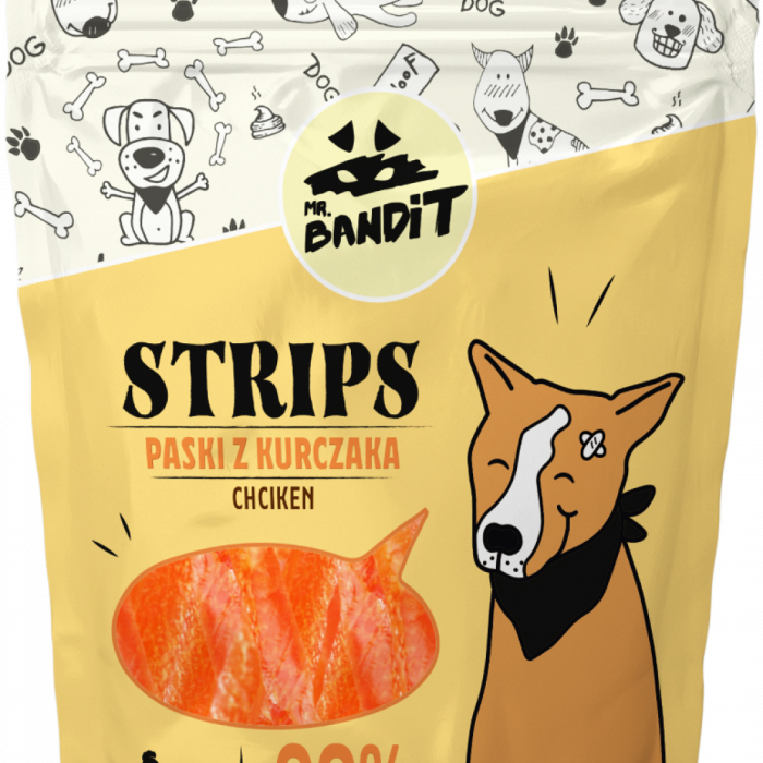 Recompense Pentru Caini Mr. Bandit STRIPS, Pui, 80g