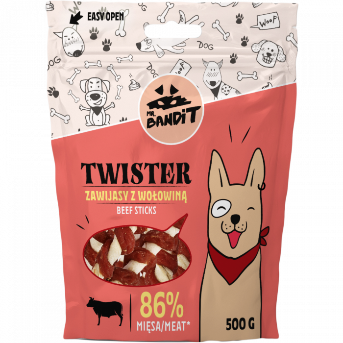 Recompense pentru caini Mr. Bandit TWISTER,vita, 500g