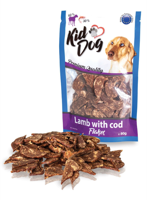 Recompense Pentru Caini, Fulgi De Miel Cu Cod, 80 g - Imagine 1