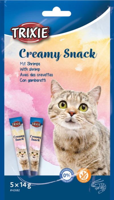 Recompense pentru Pisici, Creamy Snacks cu Ton si Creveti, 5 x 14 g
