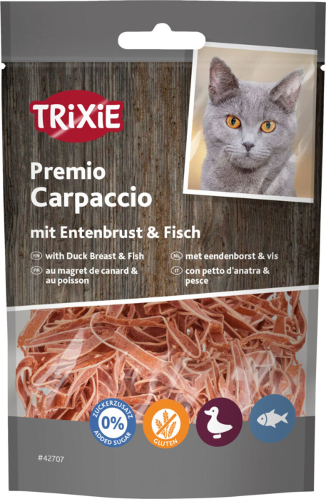 Recompense Pentru Pisici, Premio, Carpaccio Cu Rata Si Peste, 20 g