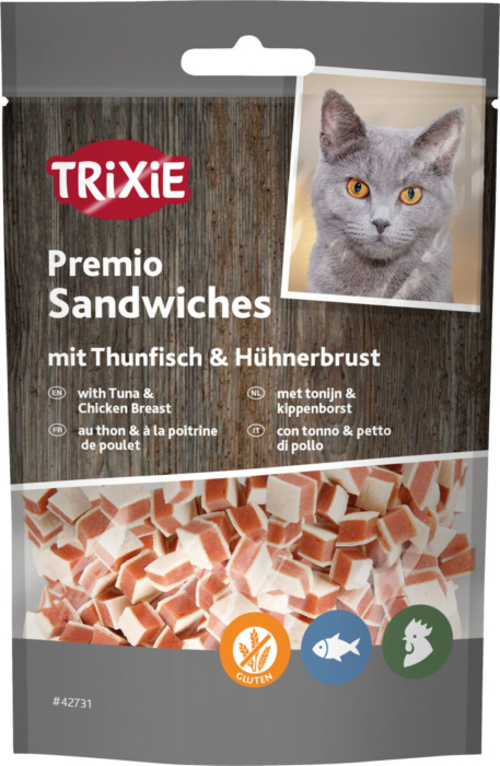 Recompense Pentru Pisici, Premio, Sandwichuri Cu Ton Si Pui, 50 g