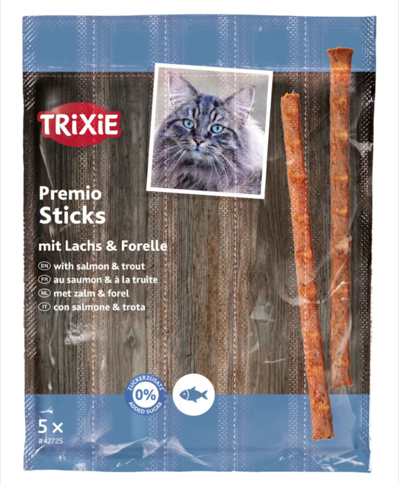 Recompense Pentru Pisici, Premio Stick Quintett, Somon Si Pastrav, 5 x 5 g