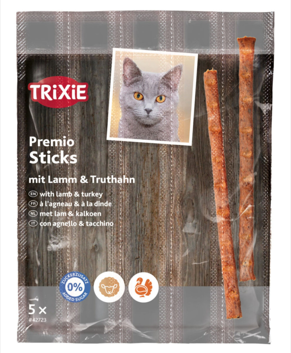 Recompense Pentru Pisici, Premio Stick Quintett, Miel Si Curcan, 5 x 5 g