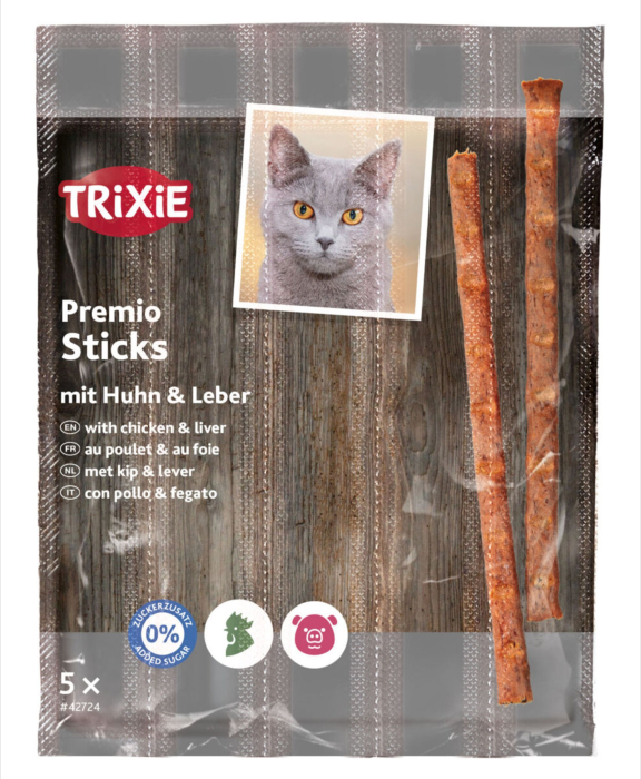 Recompense Pentru Pisici, Premio Stick Quintett, Pasare Si Ficat, 5 x 5 g