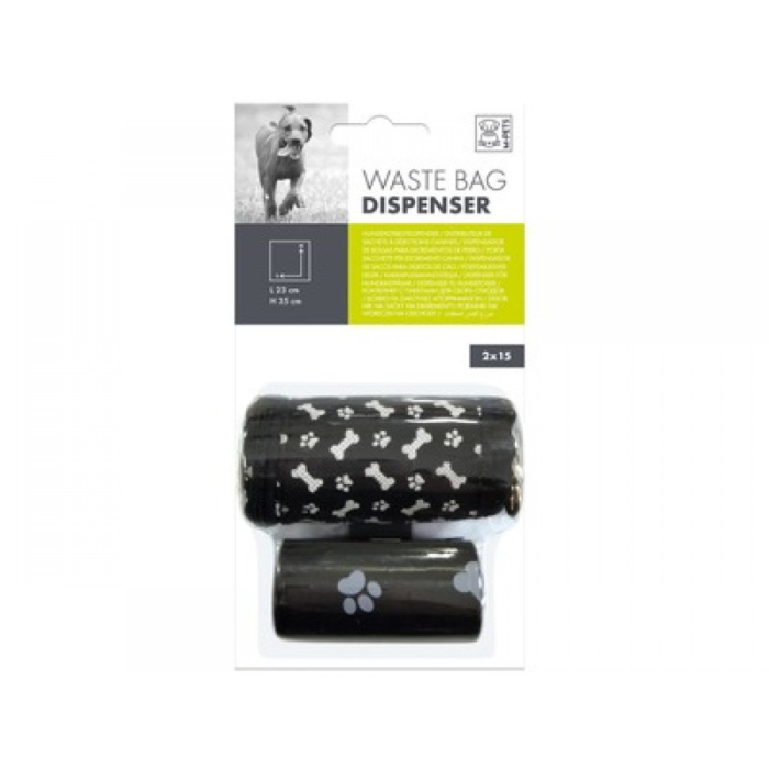 Saci menajeri, cu suport moale din material textil M-PETS negru cu alb, 2 x 15 saci